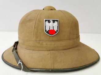 Heer, Tropenhelm Afrikakorps. Leicht getragenes Stück in gutem Zustand, Kopfgrösse 57, Hersteller HR41