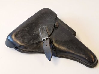 Koffertasche für die Pistole 08 datiert 1926. Leder weich, im Deckel mit der Halterung für den Putzstock