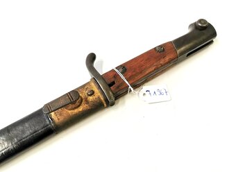 Seitengewehr M1914 (Griechisches Messer) Simson & Co. Suhl für Gewehr 98. Zusammengehöriges Kammerstück, ungereinigt. Siehe Lübbe 312