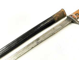 Seitengewehr M1914 (Griechisches Messer) Simson & Co. Suhl für Gewehr 98. Zusammengehöriges Kammerstück, ungereinigt. Siehe Lübbe 312