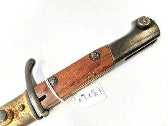Seitengewehr M1914 (Griechisches Messer) Simson & Co. Suhl für Gewehr 98. Zusammengehöriges Kammerstück, ungereinigt. Siehe Lübbe 312