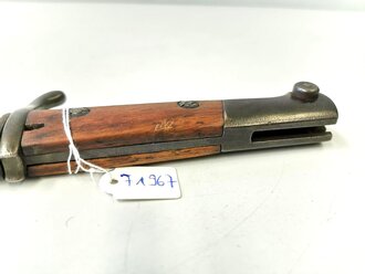 Seitengewehr M1914 (Griechisches Messer) Simson & Co. Suhl für Gewehr 98. Zusammengehöriges Kammerstück, ungereinigt. Siehe Lübbe 312