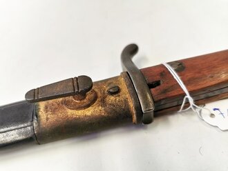 Seitengewehr M1914 (Griechisches Messer) Simson & Co. Suhl für Gewehr 98. Zusammengehöriges Kammerstück, ungereinigt. Siehe Lübbe 312