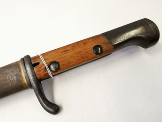 Seitengewehr M1914 (Griechisches Messer) Simson & Co. Suhl für Gewehr 98. Zusammengehöriges Kammerstück, ungereinigt. Siehe Lübbe 312