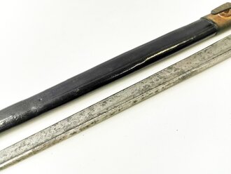 Seitengewehr M1914 (Griechisches Messer) Simson & Co. Suhl für Gewehr 98. Zusammengehöriges Kammerstück, ungereinigt. Siehe Lübbe 312