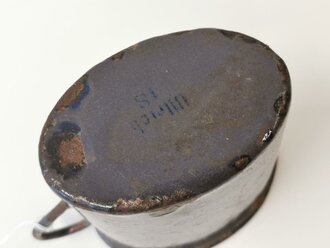 1.Weltkrieg, emaillierter Trinkbecher datiert 1918, grau emailliert