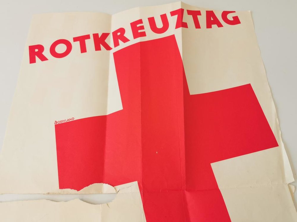 Plakat Zum Rot Kreuz Opfertag 1933 Eingerissen Und Verknickt Masse 4 78 50