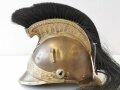 Frankreich, Helm für berittene Polizei Modell 1912 "Garde Républicaine Gendarmerie" Schuppenkette fehlt, gute Substanz