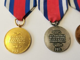 Polen, Polizei Verdienstmedaillen 1.- 3.Klasse "Für Verdienste beim Schutz der öffentlichen Ordnung"