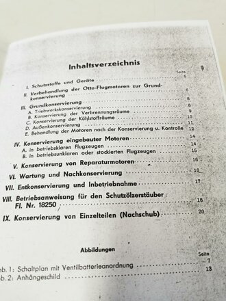 REPRODUKTION, D.(Luft)T.3670, Konservierungsvorschrift für Flugmotoren Stand August 1942, A5, 19 Seiten