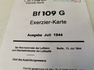 REPRODUKTION, L.Dv.T.2109 G/FI Exerzier-Karte, Bf109 G...