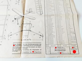 NSFK Bauplan und Bauanleitung für Gummimotor Flugmodell "Borkenberge"