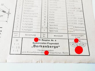 NSFK Bauplan und Bauanleitung für Gummimotor Flugmodell "Borkenberge"