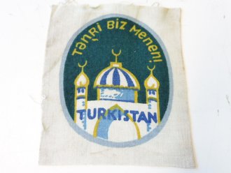 Heer, Armabzeichen für freiwilligeTurkistan, gedruckte Ausführung, seltene Variante "Tenri biz Menem"