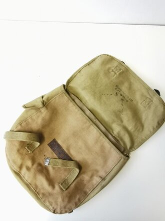 U.S.Army 1944 dated mussette bag, named, straps cut