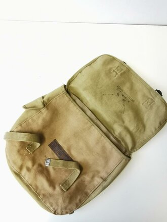 U.S.Army 1944 dated mussette bag, named, straps cut