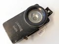 Taschenlampe Pertrix 678, schwarzer Originallack, blaue Vorschiebeblende, wohl für Luftschutz. Funktion nicht geprüft