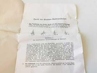 Gerät zur direkten Bluttransfusion von Braun Melsungen. Komplett, sehr guter Zustand mit Gebrauchsanweisung