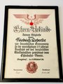 Deutsche Reichsbahn, grossformatige Ehrenurkunde und diverse Papiere