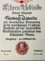 Deutsche Reichsbahn, grossformatige Ehrenurkunde und diverse Papiere