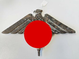 Fahnenspitze III.Reich, ungereinigtes Stück aus Buntmetall, Breite 21cm