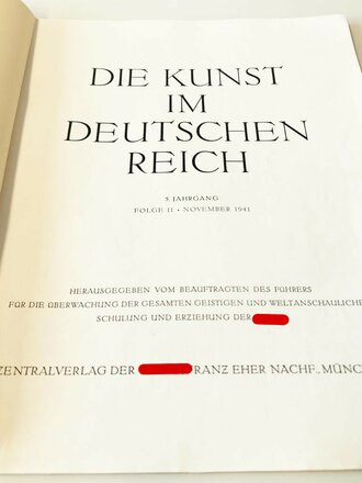 "Die Kunst im Deutschen Reich" Grossformatiges Heft Folge 11, November 1941