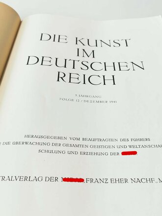 "Die Kunst im Deutschen Reich" Grossformatiges Heft Folge 12, Dezember 1941