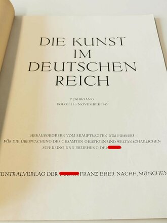 "Die Kunst im Deutschen Reich" Grossformatiges Heft Folge 11, November 1943
