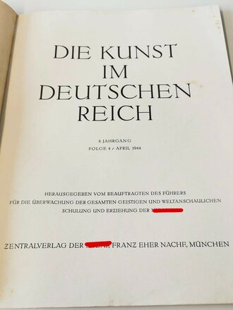"Die Kunst im Deutschen Reich" Grossformatiges Heft Folge 4, April 1944