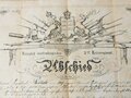 Königlich württembergisches 3tes Reiterregiment, Abschiedurkunde datiert 1864, gefaltet