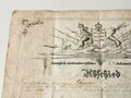 Königlich württembergisches 8tes Infanterieregiment, Abschiedurkunde datiert 1863, gefaltet und eingerissen