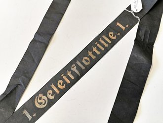 Kriegsmarine Mützenband " 1.Geleitflottille 1." Länge 113cm