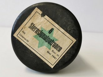 Preßstoffbehälter für 6 Sternsignalpatronen der Wehrmacht datiert 1941, ungereinigtes Stück