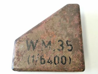 Winkelmesser 35 für Artillerie Wehrmacht, guter Zustand, in original lackiertem Kasten
