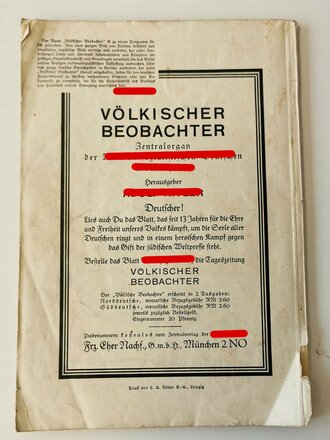 Deutschland erwache, Kalender für das Jahr 1934, A5, 94 Seiten, das Hakenkreuz auf dem Einband zum Teil vermalt