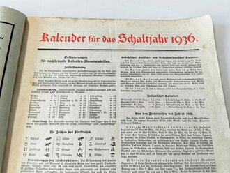 Kyffhäuserbund Kurpfälzer Kalender für das Jahr 1936, unter A4