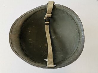 U.S. WWII helmet shell, original paint, with khaki chinstrap