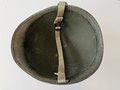 U.S. WWII helmet shell, original paint, with khaki chinstrap