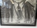 Kohlezeichnung " Adolf Hitler" des Portraitsmalers Leo Samberger (1861-1949), einer der wenigen Maler der sog. "Führerliste", gerahmt hinter Glas, 61 x 75 cm