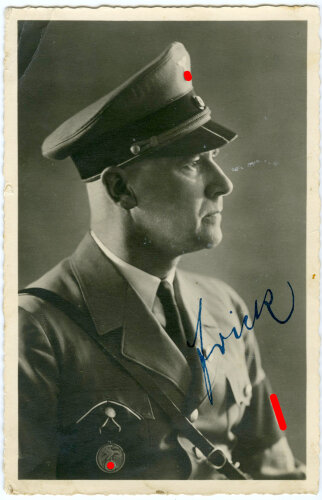 Fotopostkarte mit eigenhändiger Unterschrift Reichsleiter Frick, 9 x 14cm