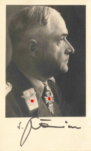 Robert Ritter von Greim, eigenhändige Unterschrift auf Privatfoto 5,5 x 9cm