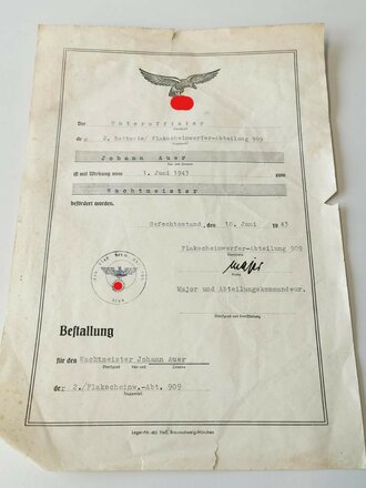 Flak Scheinwerfer Abteilung 909 "Legion Condor"  Gruppe von drei Verleihungsurkunden