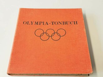 "Olympia-Tonbuch. Das Erlebnis der XI. Olympischen Spiele in Wort, Bild und Ton" Berlin, Verlag Bernhard & Graefe, 1936, mit allen drei Platten, davon 1xdefekt und geklebt