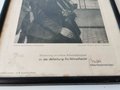 Reichsarbeitsdienst, gerahmte Urkunde "Erinnerung an meine Dienstzeit" 22x 30cm
