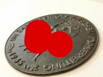 Nicht tragbare Medaille " Im Jahre der olympischen Vorbereitung 1935"  Eisen geschwärzt, Durchmesser 115mm