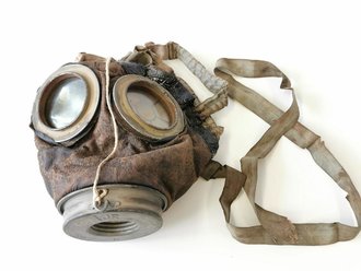 1. Weltkrieg, Gasmaske in gutem Zustand, Leder weich