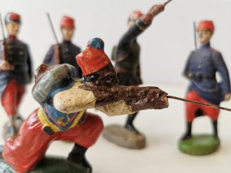 1. Weltkrieg Elastolin, 7 Figuren aus der 10cm Serie, Franzosen Darstellend
