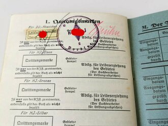 Mitglieds Ausweis und Leistungsbuch eines HJ Angehörigen im Gebiet 7 Nordsee