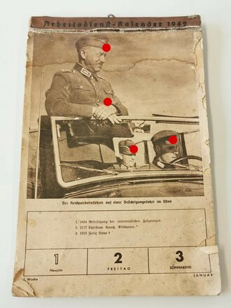 Arbeitsdienst Kalender 1942, die erste Seite defekt ,...