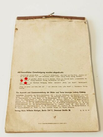 Arbeitsdienst Kalender 1942, die erste Seite defekt , sonst gut.